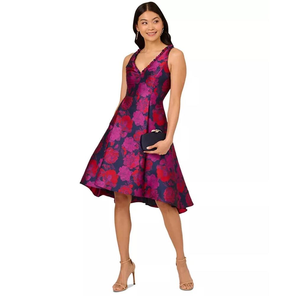 Adrianna Papell Pink and Purple Floral Dress